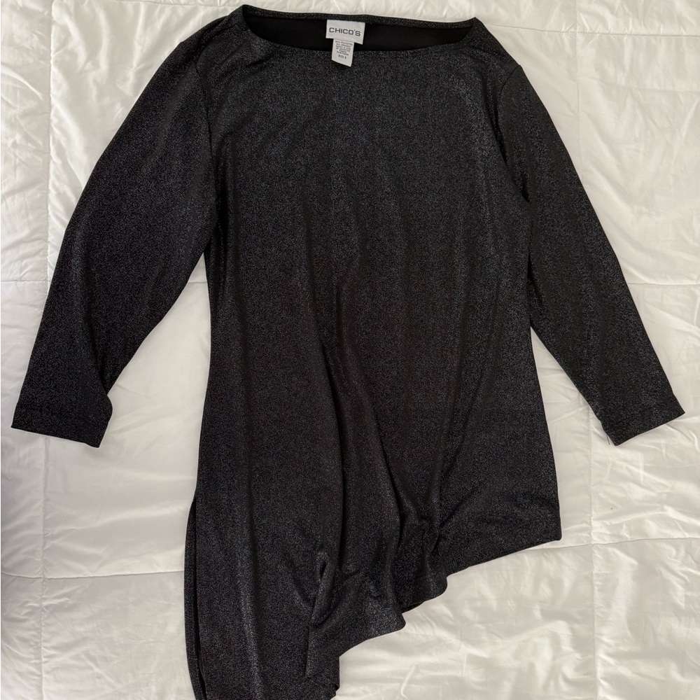 NWOT! Chicos Black Asymmetrical Top